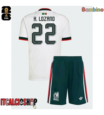 Messico Hirving Lozano #22 Seconda Maglia Bambino Mondiali 2026 Manica Corta (+ Pantaloni corti)